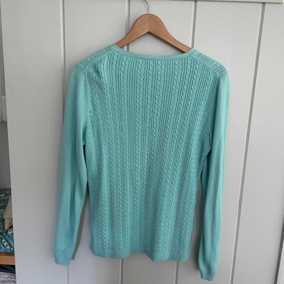 Talbots M Mint Green Cable Sweater - Picture 2 of 7
